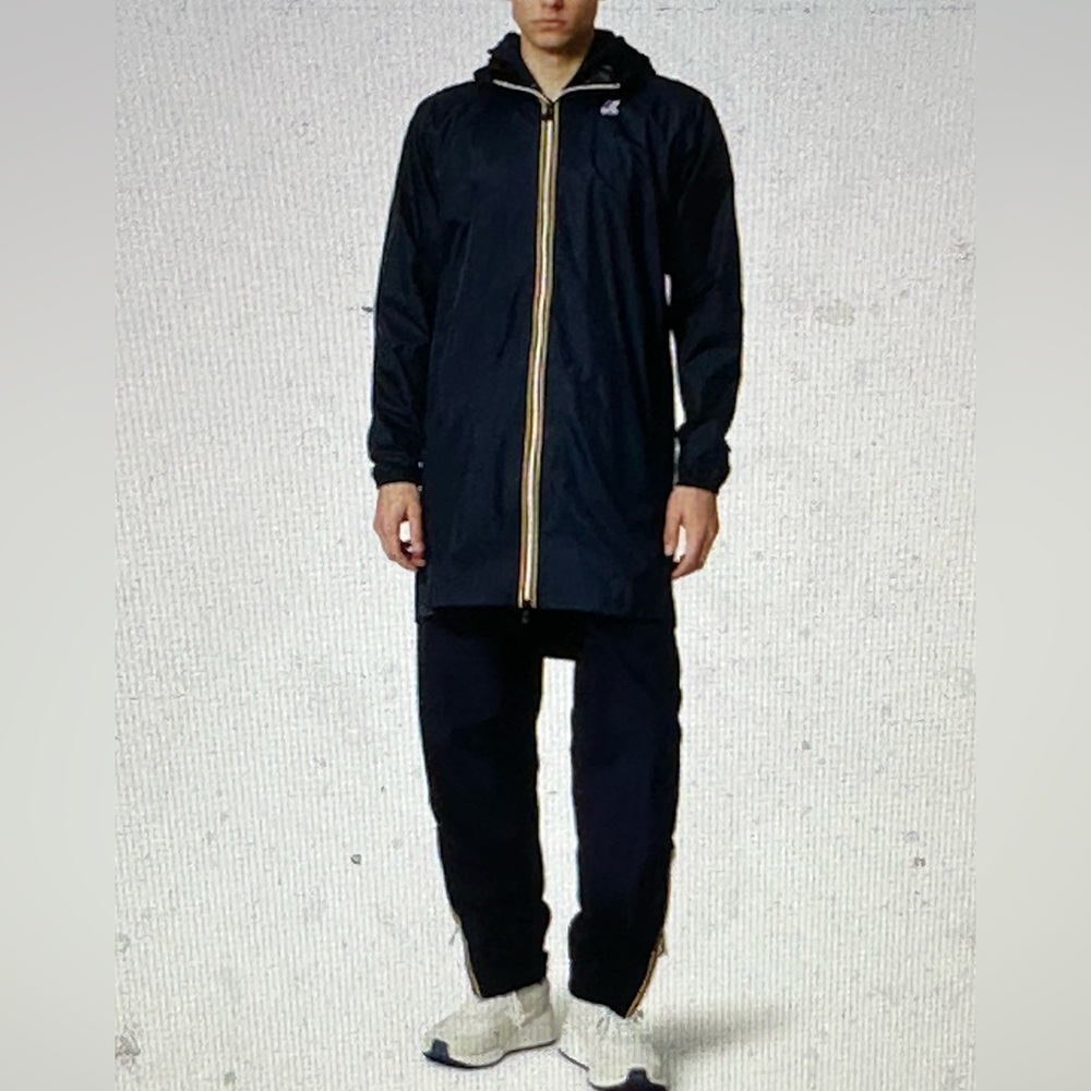 K-way unisex waterproof packable long rain jacket